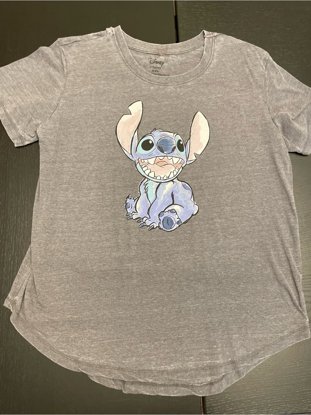 Disney Gray Short Sleeve Tee with Stitch Graphic